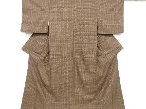 アンティーク　亀甲絣柄織り出し手織り真綿紬着物